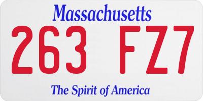 MA license plate 263FZ7
