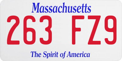 MA license plate 263FZ9