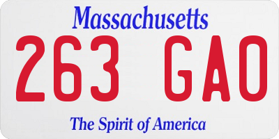MA license plate 263GA0