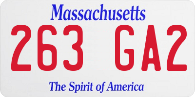 MA license plate 263GA2