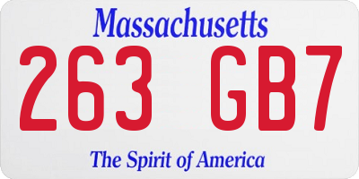 MA license plate 263GB7
