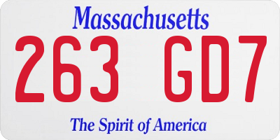 MA license plate 263GD7