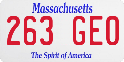 MA license plate 263GE0