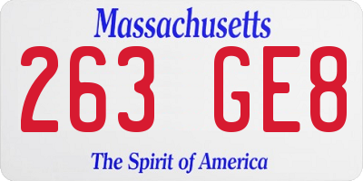 MA license plate 263GE8