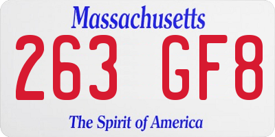 MA license plate 263GF8