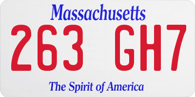 MA license plate 263GH7