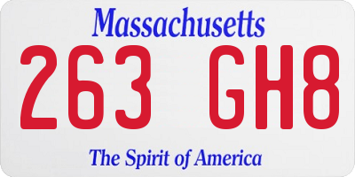 MA license plate 263GH8