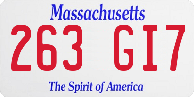 MA license plate 263GI7