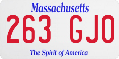 MA license plate 263GJ0