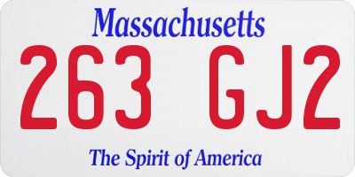 MA license plate 263GJ2