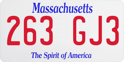 MA license plate 263GJ3