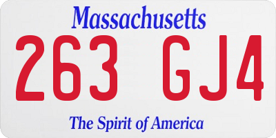 MA license plate 263GJ4