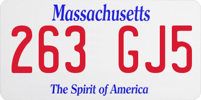 MA license plate 263GJ5