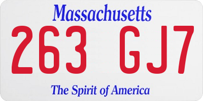 MA license plate 263GJ7