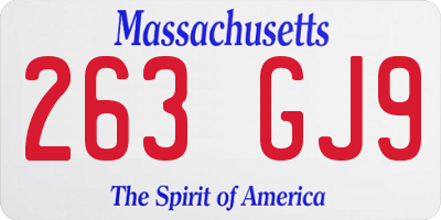 MA license plate 263GJ9