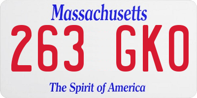 MA license plate 263GK0