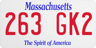 MA license plate 263GK2