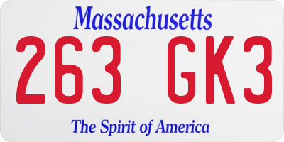MA license plate 263GK3