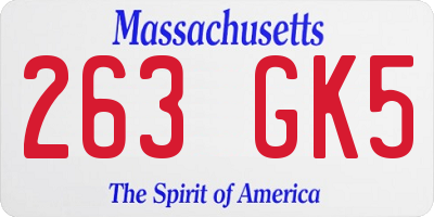 MA license plate 263GK5