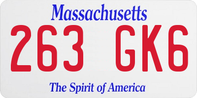 MA license plate 263GK6