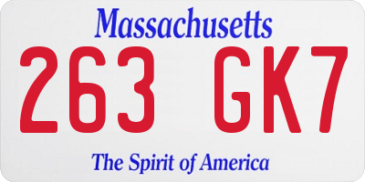 MA license plate 263GK7