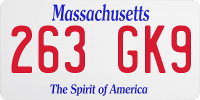 MA license plate 263GK9