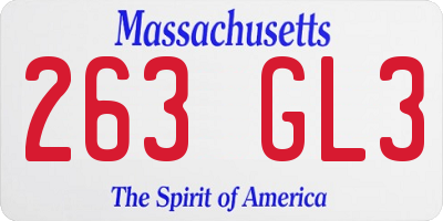 MA license plate 263GL3