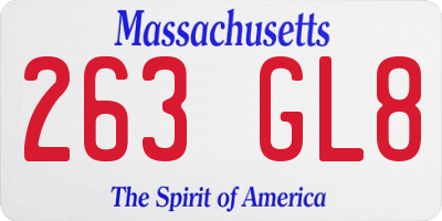 MA license plate 263GL8