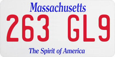 MA license plate 263GL9