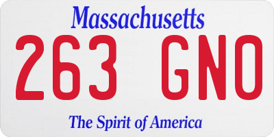 MA license plate 263GN0