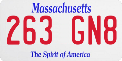 MA license plate 263GN8