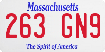 MA license plate 263GN9