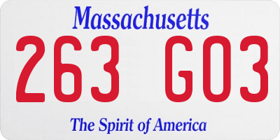 MA license plate 263GO3