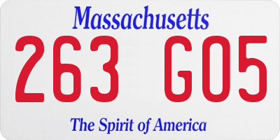 MA license plate 263GO5