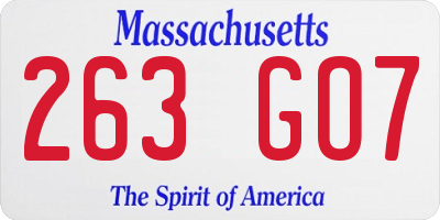 MA license plate 263GO7
