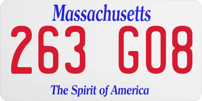 MA license plate 263GO8