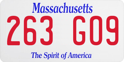MA license plate 263GO9