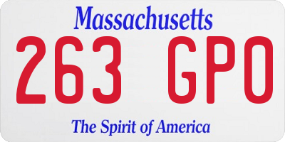 MA license plate 263GP0