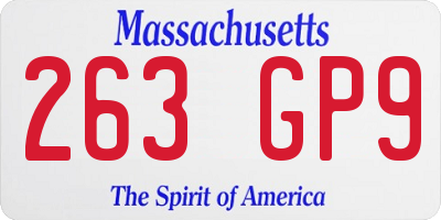 MA license plate 263GP9