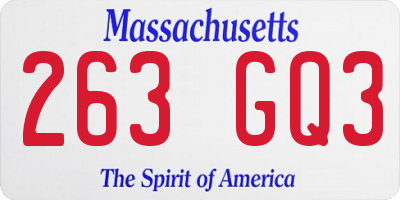 MA license plate 263GQ3