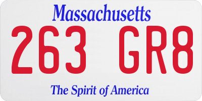 MA license plate 263GR8