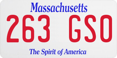 MA license plate 263GS0