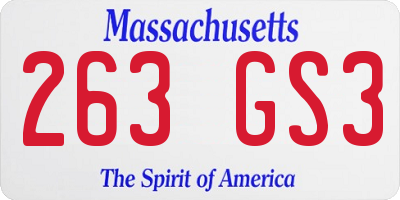 MA license plate 263GS3