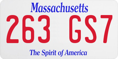 MA license plate 263GS7