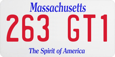 MA license plate 263GT1