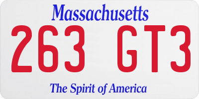 MA license plate 263GT3