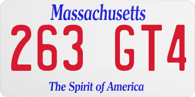 MA license plate 263GT4