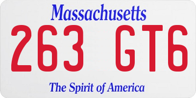 MA license plate 263GT6
