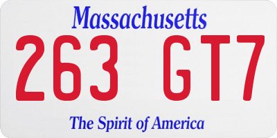 MA license plate 263GT7