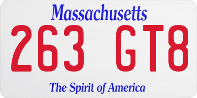MA license plate 263GT8